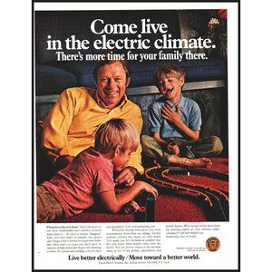 1971 Total Electric Living Vintage Print Ad Edison Father Sons Slot Car Racing